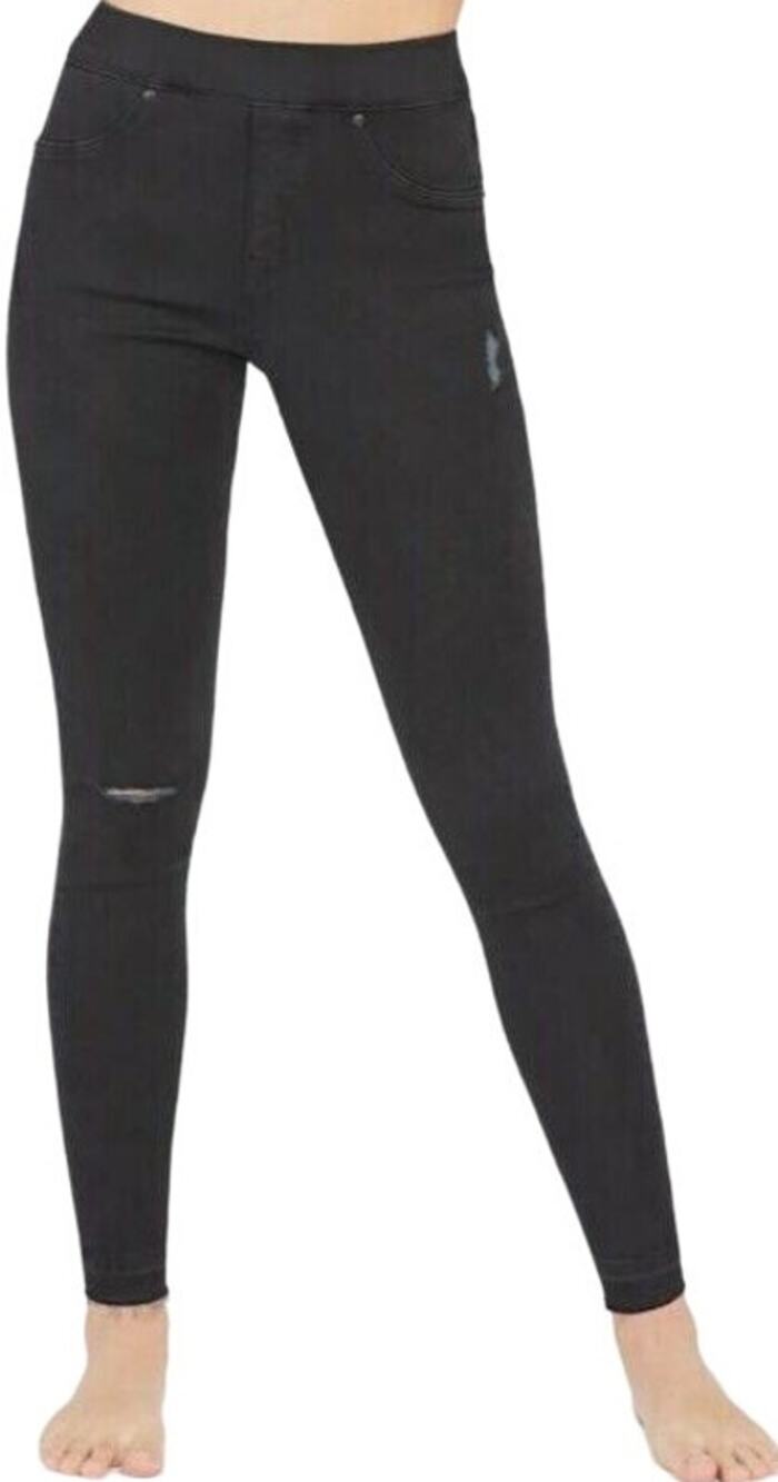 Spanx Vintage Distressed Ankle Skinny Jeans Stretch Shaping Slim Black Medium